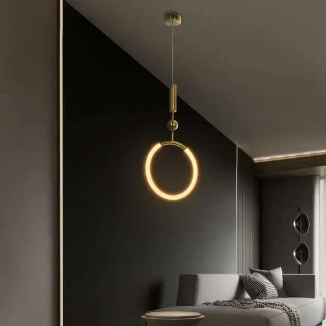 LED Κρεμαστό Φωτιστικό Οροφής GLOW 18Watt CCT με On/Off Χρυσό Πλατίνα και Λευκό Νήμα KLV-101-0175