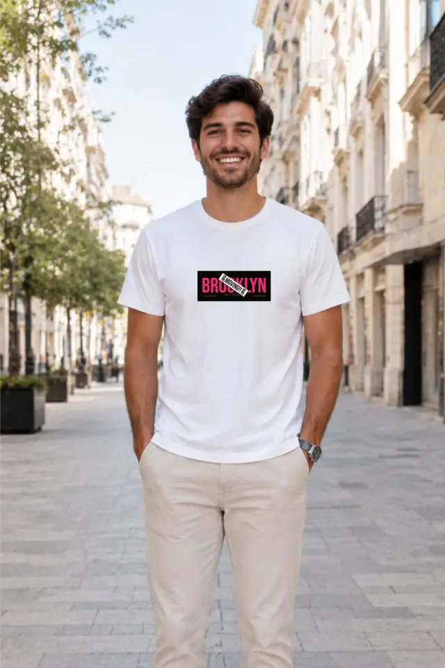 T-shirt Noshame® Λευκό με τύπωμα Brooklyn - 3026063 - XXL