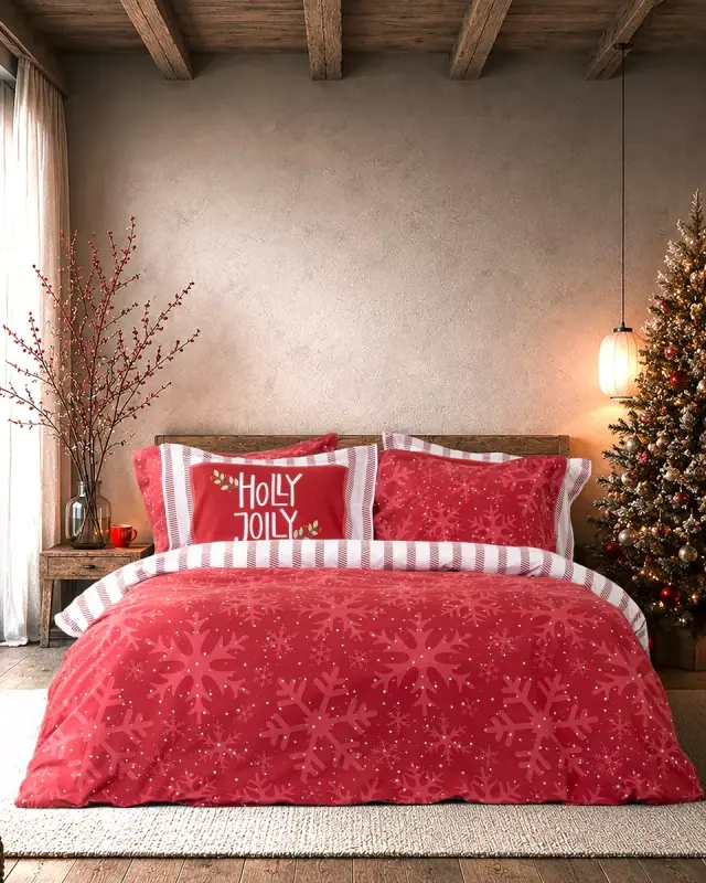 Σετ Σεντόνια Holly Jolly Μονά (2 x 170x260 + 1 Μαξιλαροθήκη Oxford 4 πλευρών 52x72+5) Ένα χρώμα