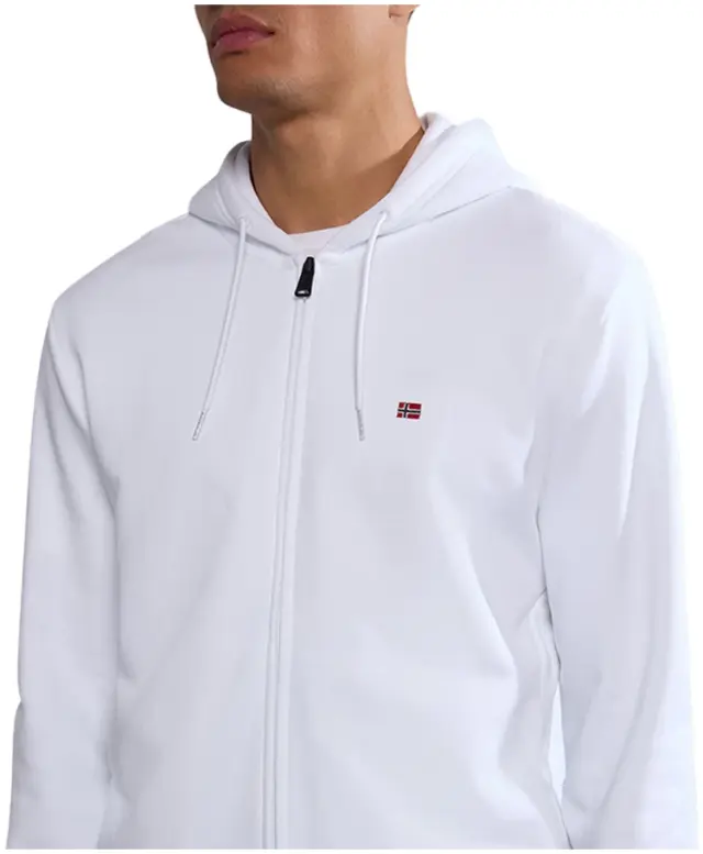 Napapijri - Ανδρική Ζακέτα Balis Full Zip με Φερμουάρ και Κουκούλα Regular Fit NP0A4HHV-002 Λευκό - S 3