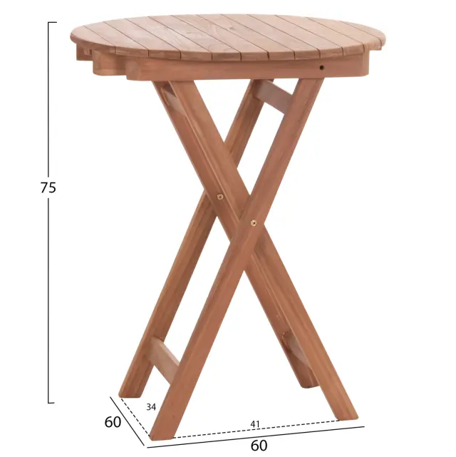 ΤΡΑΠΕΖΙ ΣΚΗΝΟΘΕΤΗ ΣΤΡΟΓΓΥΛΟ FB918120 ΞΥΛΟ TEAK--ΦΥΣΙΚΟ Φ60x75Υεκ. 2