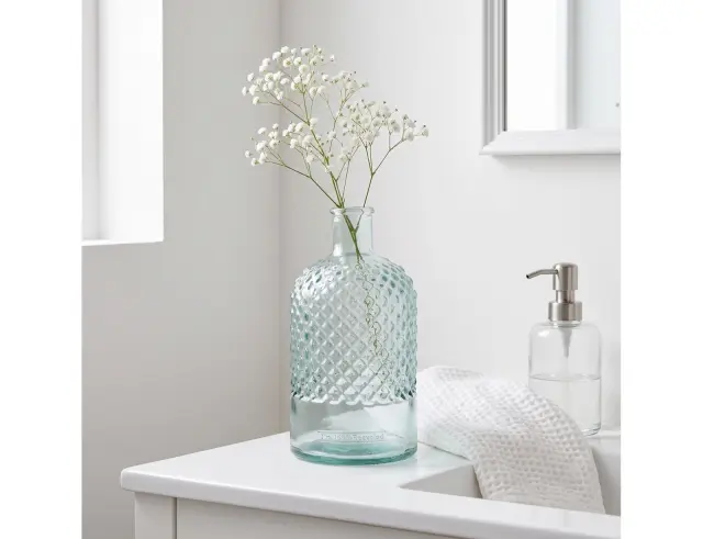 Διακοσμητικό Βάζο Glass Drops Diamante (5989) Aπό 100% ανακυκλωμένο γυαλί, Xωρητικότητας 1.5L, Διαστάσεων Ø 12 x Υ 22 cm 5989