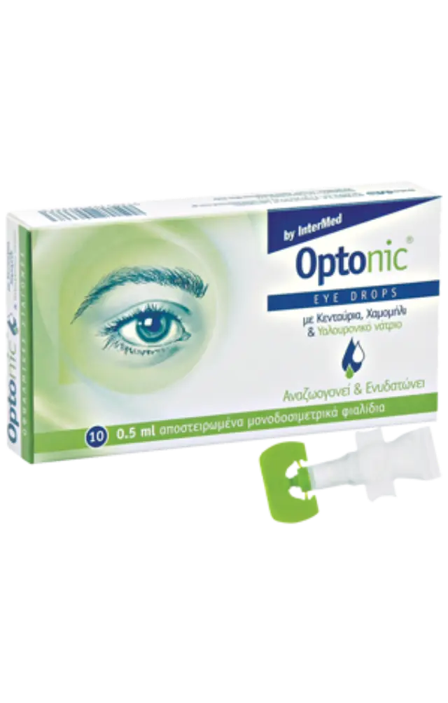 Intermed Optonic Drops Οφθαλμικές Σταγόνες με Υαλουρονικό Οξύ, 10 αμπούλες μίας χρήσης