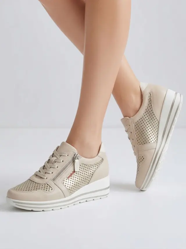 Mephisto Sneakers Γυναικείο δέρμα Μπεζ MEP/ABBY PERF FOG 2