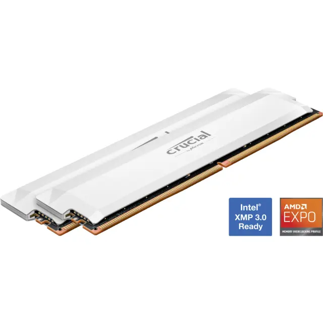 Crucial DIMM 32 GB DDR5-6400 (2x 16 GB) Dual-Kit (white, CP2K16G64C38U5W, Pro, INTEL XMP, AMD EXPO)