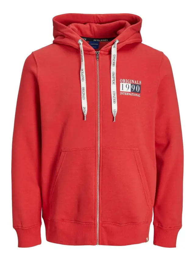 JORINTERNATIONAL ZIP SWEAT HOOD LN Rococco Red