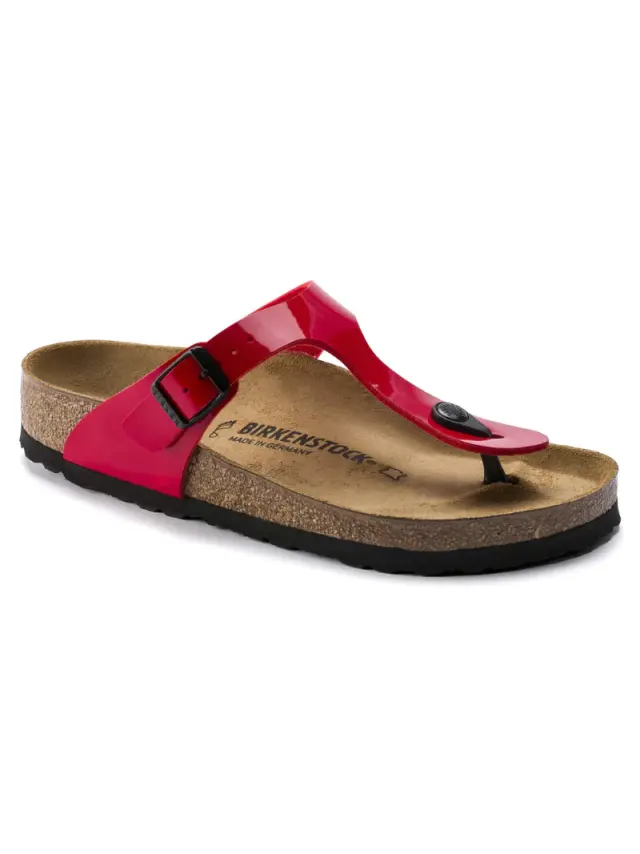 Birkenstock Σαγιονάρες Γυναικείο Birko-Flor Patent(Ανθεκτικό Υλικό Της Birkenstock-Επιτρέπει Την Επαφή Με Το Νερό) Κόκκινο BIR/GIZEH LACK 1014310 CHERRY - 38 2