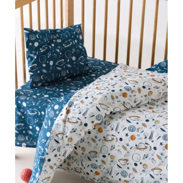 Σετ Σεντόνια Λίκνου 2 Τεμαχίων Kentia Garnet White-Blue-Orange 70x120 2