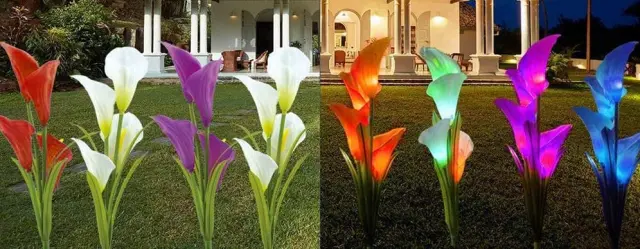Φωτιζόμενα διακοσμητικά λουλούδια LED με ηλιακό πάνελ - 2pcs - 150302 - Purple 3