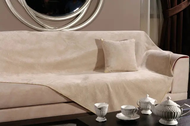 Ριχτάρι Τετραθέσιο 180x350 Beauty Home Chic Art 8116 Μπεζ Microvelour