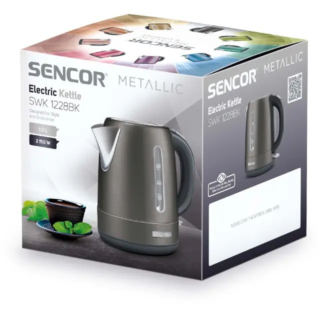 Βραστήρας Sencor SWK 1228BK 1.2lt 2150W 360° STRIX Ανοξείδωτος με Ένδειξη Στάθμης και Αφαιρούμενο Πλενόμενο Φίλτρο Μαύρος 2