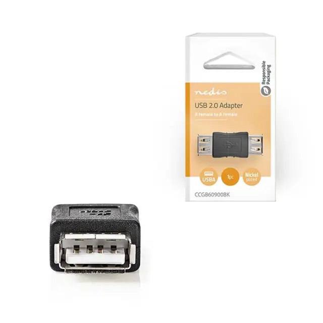 Αντάπτορας USB High-Speed A θηλ. - USB A θηλ., σε μαύρο χρώμα.