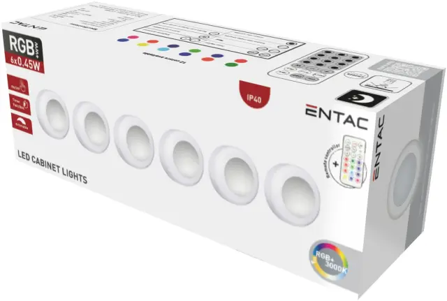 Entac Mini Φορητό Φωτάκι Νυκτός 0,45W RGB RC 6τμχ/σετ 15.007.0275