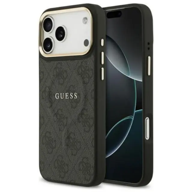 Θήκη PU Guess Apple iPhone 18 Pro/ 17 Pro MagSafe Hardcase Classic 4G Μαύρο N69356