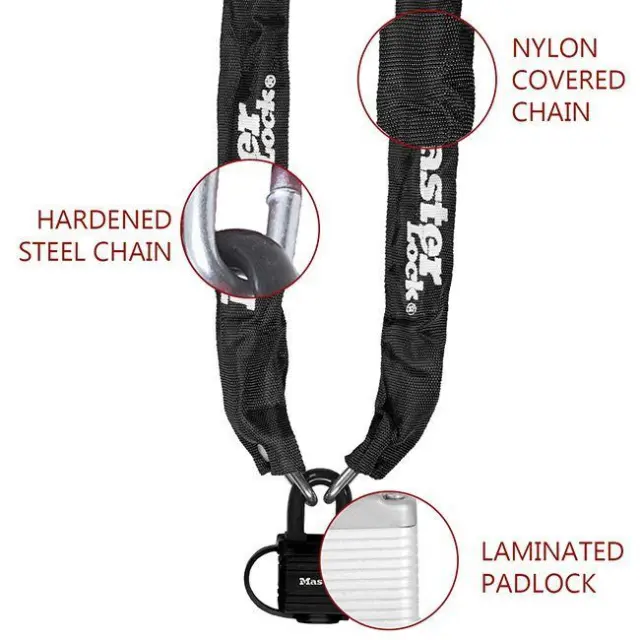Master Lock 8390EURDPRO - Ατσάλινη αλυσίδα με λουκέτο 0,9m Φ6mm μαύρο 3