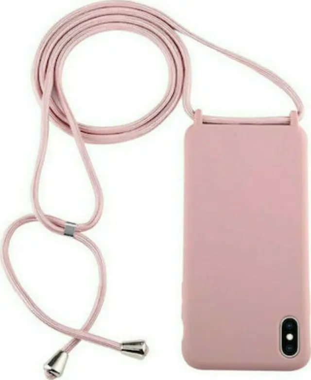 Θήκη Σιλικόνης Candy Color TPU με Κορδόνι για iPhone XS Max – Ροζ
