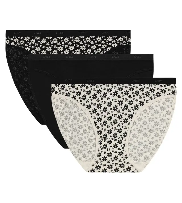 Dim Σλιπ Βαμβακερά Les Pockets Συνδυασμός Μαύρο Φλοράλ 3-Pack - M 2