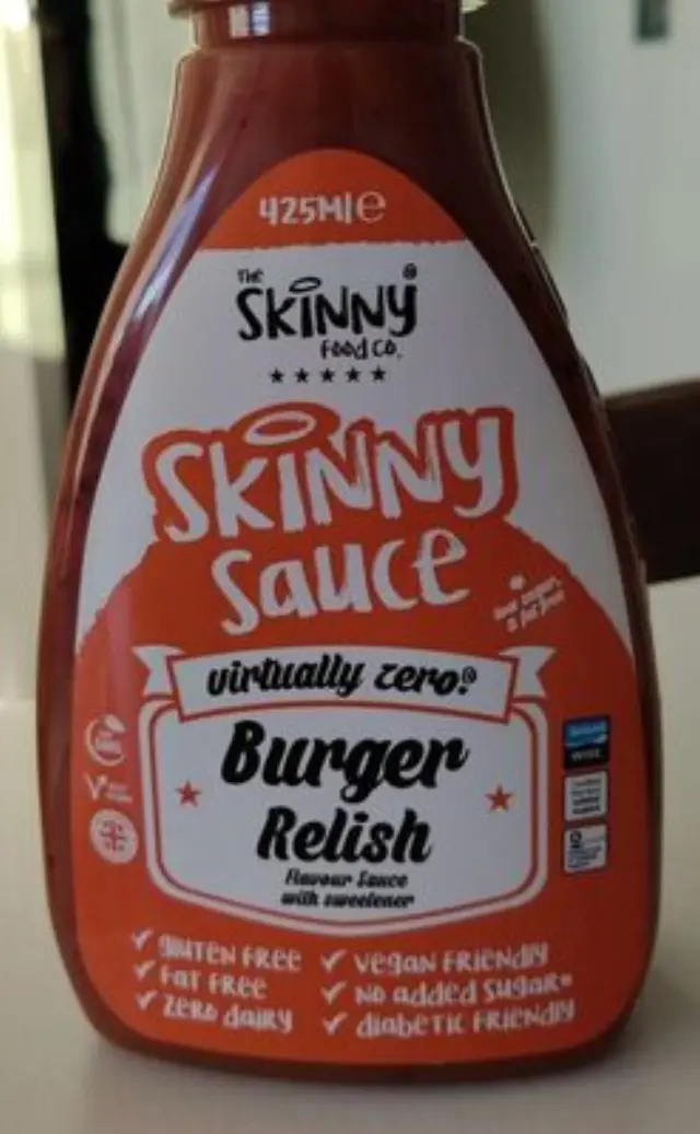 Burger Relish Sauce Virtually Zero Calorie 425ml The Skinny Food Co