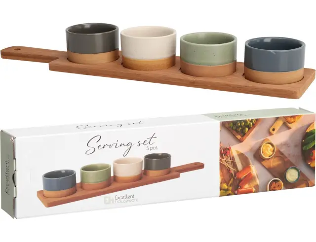 Σετ Σερβιρίσματος Excellent Houseware με 4 κεραμικά μπoλ και δίσκο - 5 τεμάχια 210001100 2