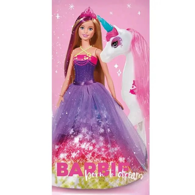 Barbie Born to Dream πετσέτα μπάνιου, πετσέτα θαλάσσης 70x140 cm Βαμβακερή Πολύχρωμο