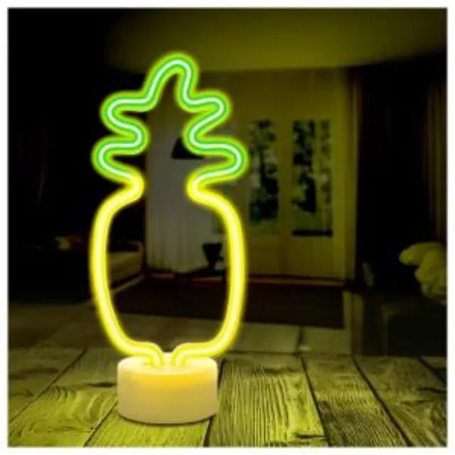 Neon LED Forever Light FSC-12 PINEAPPLE (USB/Μπαταρίας & On/Off) με Stand Κίτρινο-Πράσινο N68164 3
