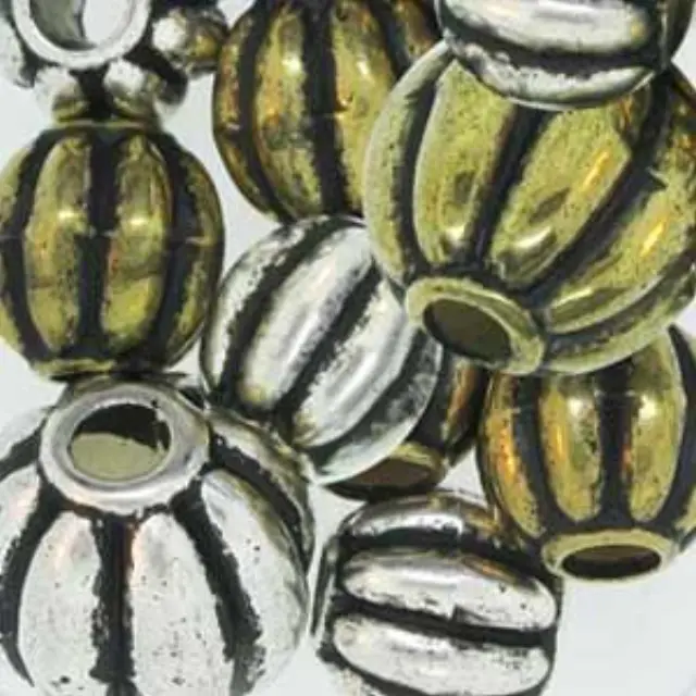 Επιμεταλλωμένη Χάντρα Round Melon Antique Mix 8-12mm ~10τεμ