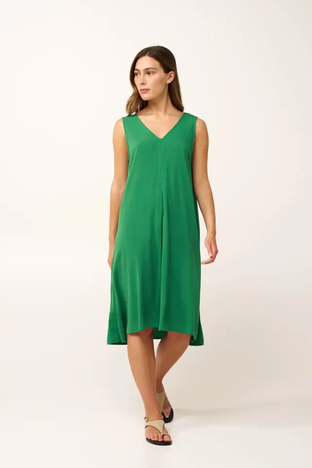 Vamp Καλοκαιρινό Αμάνικο Φόρεμα 100% Βισκόζη Green Verdant 2