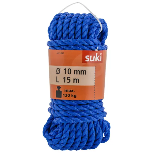 PP Σχοινί Στριφτό Μπλε 10mm 15m 2