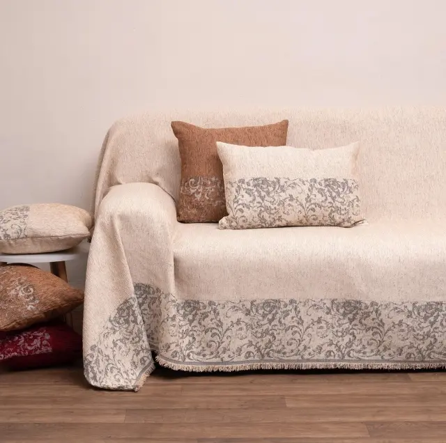 Ριχτάρι Πολυθρόνας 180x180 Viopros 2216 Κρεμ 100% Chenille