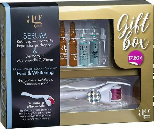 Ag Pharm Gift Box Eyes Serum 2ml 2τμχ, Whitening Serum 2ml 3τμχ & Derma Roller System 540 Needles (0.25mm) 1τμχ