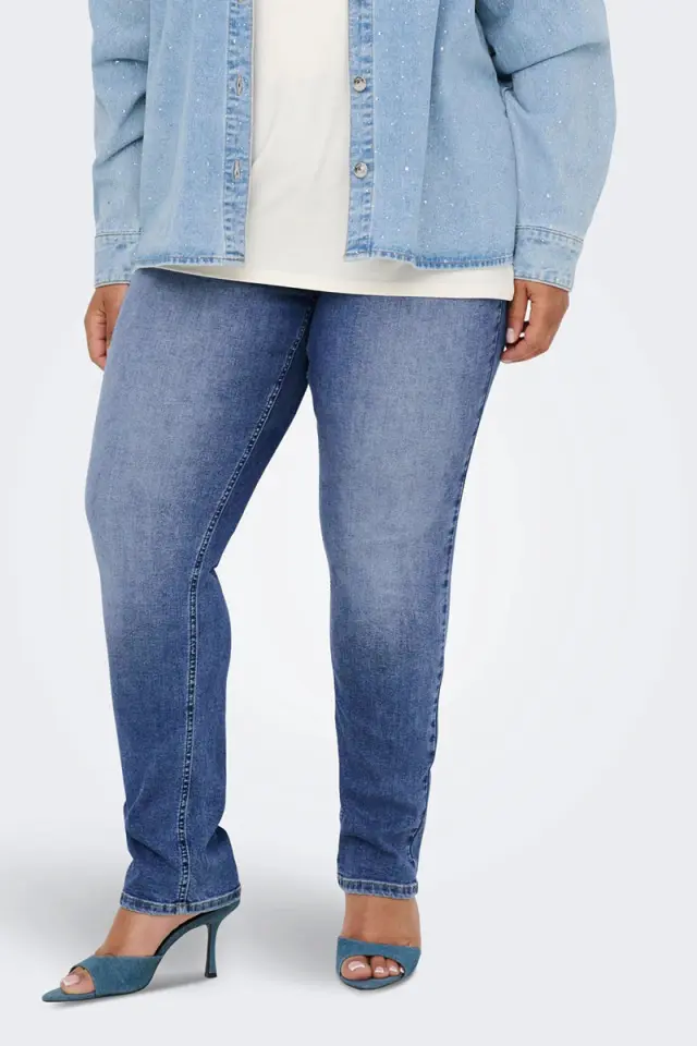 Only Carmakoma Carsui Μεσαλόμεσο Τζιν Παντελόνι σε Slim Γραμμή με Διακοσμητικές Πέτρες Μπλε - 42