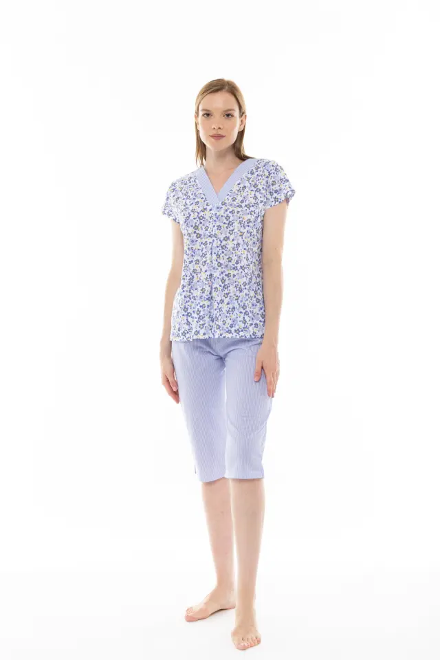 S1293 - Type - PYJAMA BLUE FLOWER STRIPE - M