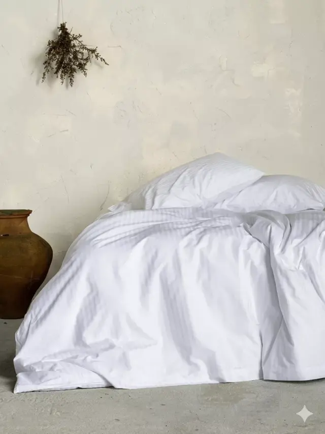 Παπλωματοθήκη Cotton Satin, 240 T.C., 1 cm striped Λευκό Υπέρδιπλη 230x240