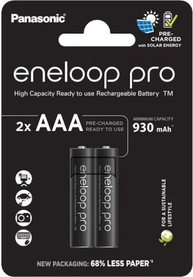 Panasonic Eneloop Pro AAA 930mAh επαναφορτιζόμενες μπαταρίες 1.2V 2τμχ