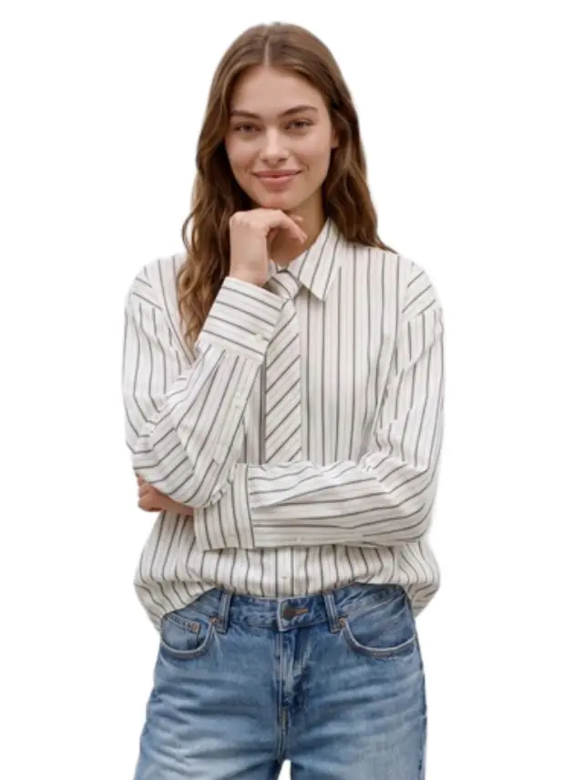Vero Moda γυναικείο oversized ριγέ πουκάμισο με γραβάτα VMANYA 10351721-1