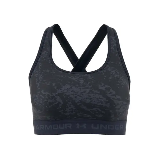 Under Armour Women's Crossback Mid Print Bra Μαύρο - Γκρι 1361042-013 (Under Armour) - XSmall