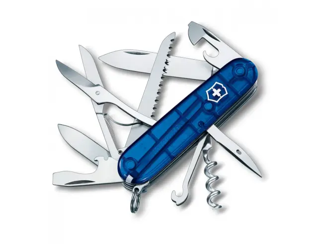 Ελβετικός Σουγιάς Victorinox Huntsman με 15 λειτουργίες και μήκος 9.1cm - Blue Transparent1.3713.T2 2