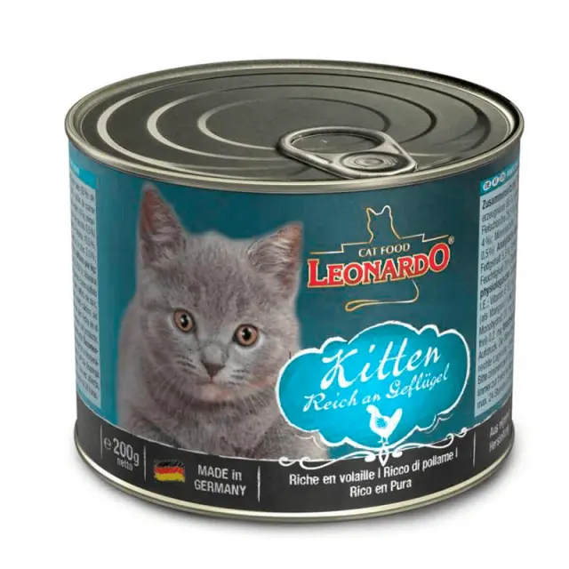 Leonardo Kitten Super Premium Κονσέρβα Γάτας με Πατέ Πουλερικών & Λάδι Σολομού 200gr