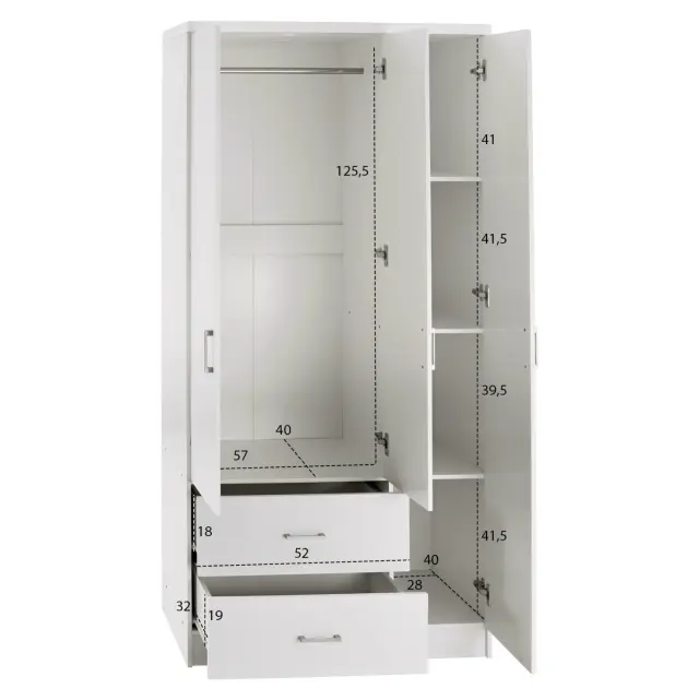 ΝΤΟΥΛΑΠΑ 3ΦΥΛΛΗ ME 2 ΣΥΡΤΑΡΙΑ FB9340.05 ΛΕΥΚΗ 89x42,5x181 εκ. 3