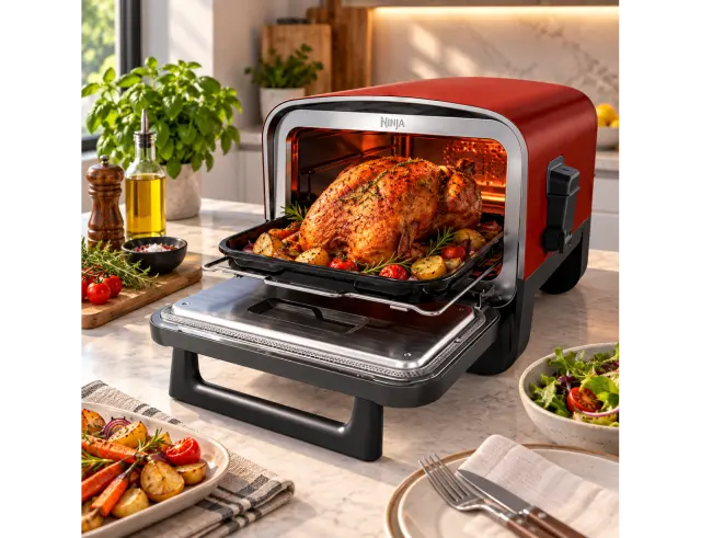 Φούρνος 8 Σε 1, BBQ, Smoker και Πίτσας Ninja Woodfire OO101EU με ισχύ 2400W και επιφάνεια ψησίματος 30x30cmOO101EU