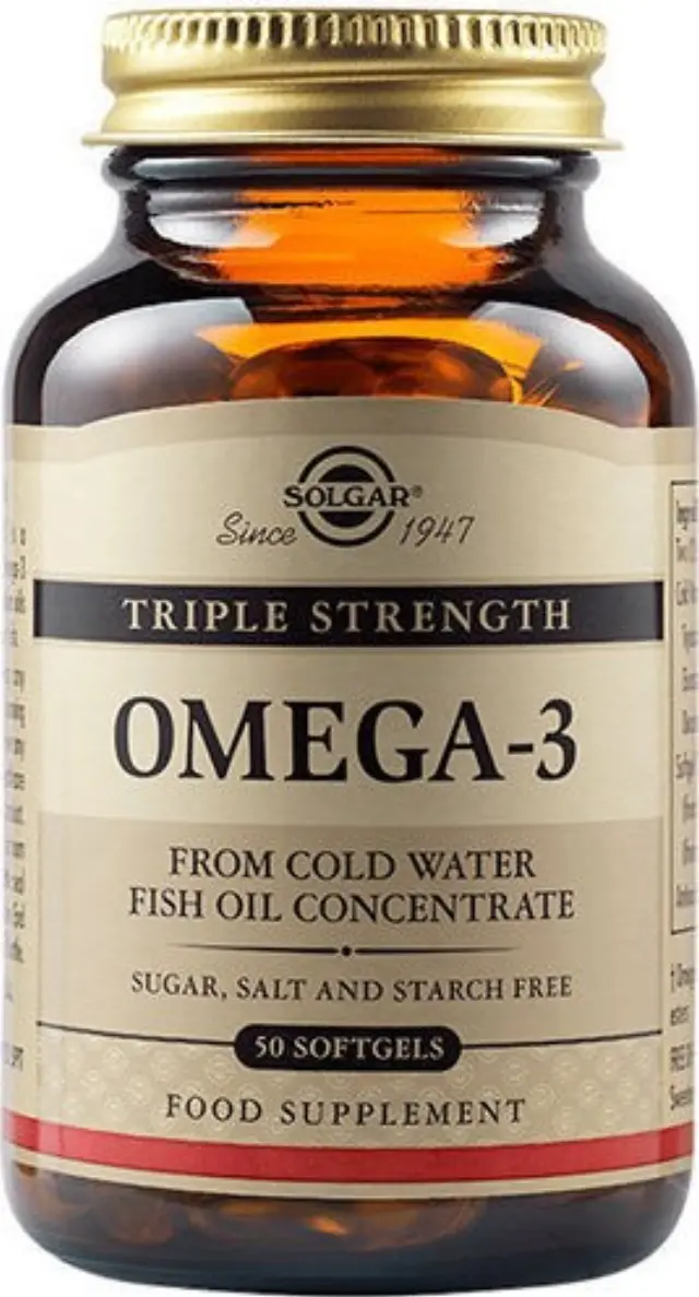 Solgar Omega-3 Fish Oil Triple Strength, Συμπλήρωμα με Ω-3 Tριπλής Δράσης, 50 Μαλακές Κάψουλες