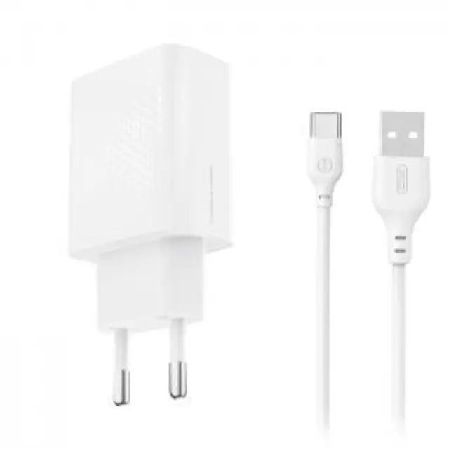 Universal φορτιστής USB-A, 18W και αποσπώμενο καλώδιο USB type-C σε λευκό χρώμα 3