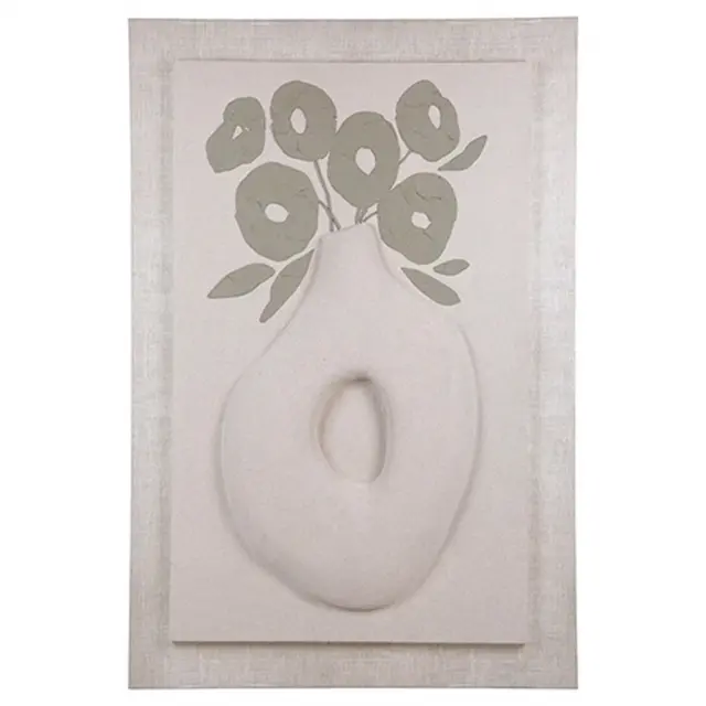 Πίνακας καμβά 3D βάζο μπεζ–πράσινο 80x120cm Eurolamp 812-20129