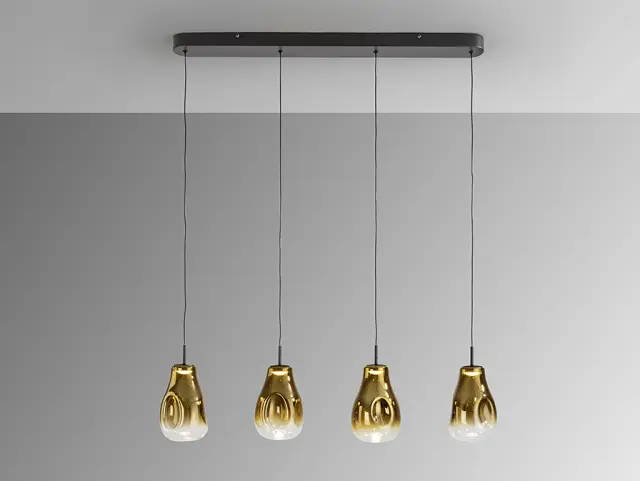 ALEDIS Κρεμαστό Φωτιστικό 4L Black-Golden με LED & Blown Glass Μαύρο 3