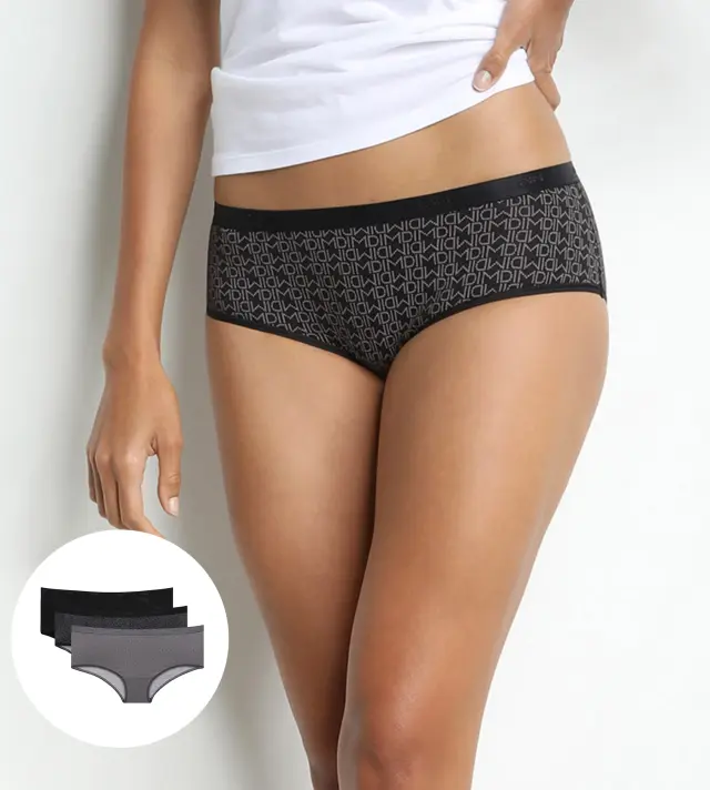 Dim Γυναικεία Μποξεράκια Βαμβακερά Les Pockets Μαύρο Logo 3-Pack