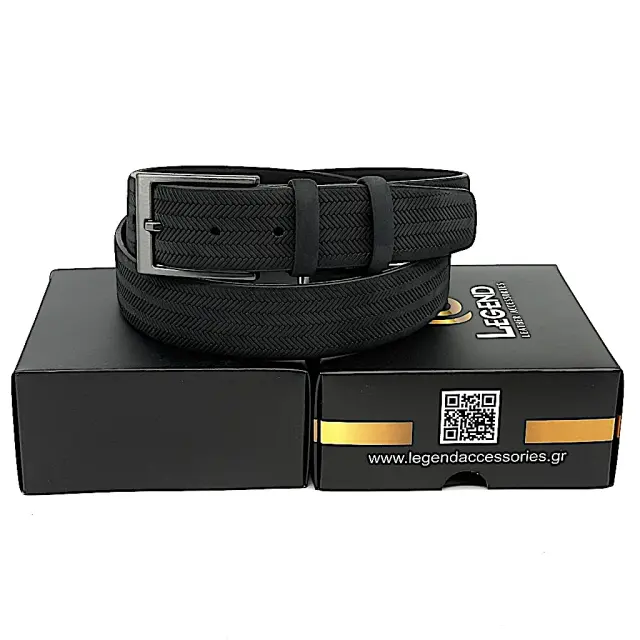 Μαύρη Δερμάτινη Ζώνη Nubuck 3,5 cm 3