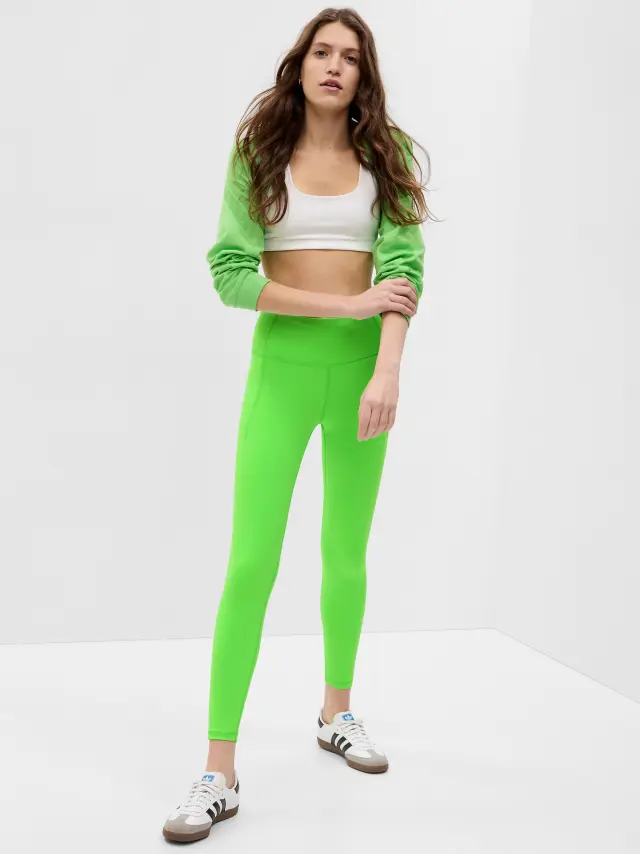 Πράσινο GapFit High Rise Recycled Power Full Length Κολάν electric neon green - S