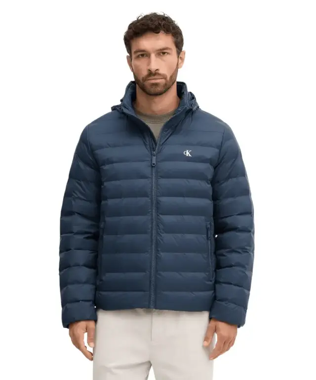 Calvin Klein - Ανδρικό Χειμωνιάτικο Μπουφάν Ls Nyln Md Wt Hdd F LV04RC511G-CEF Μπλε Ναυτικό - XL