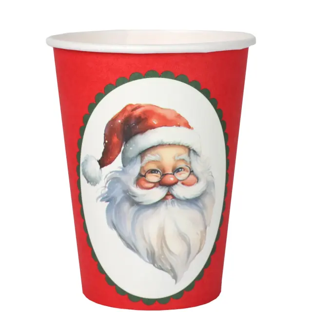 Ποτήρια Χάρτινα Άγιος Βασίλης - Santa Claus Ø 7.8 x 9.7 εκ - 27 cl /10 τμχ