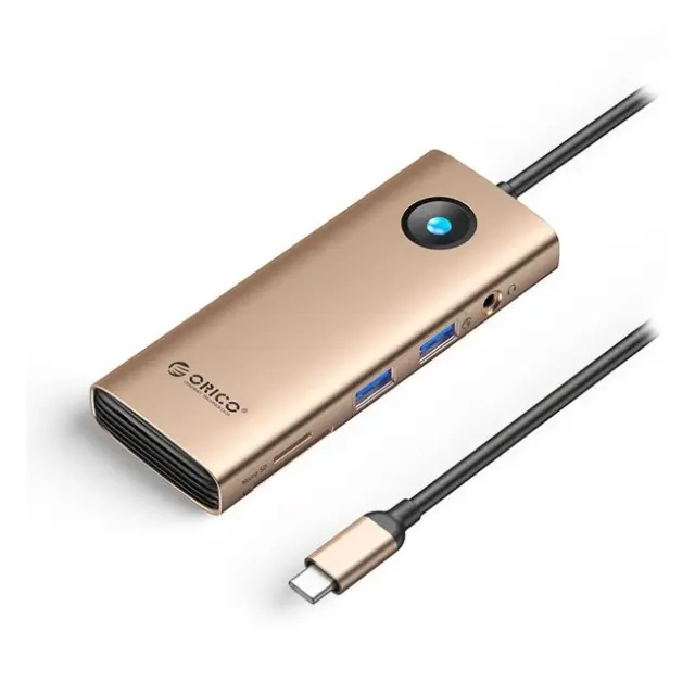Orico Docking Station PW11 8in1 USB-C 2x USB-A 3.0 1x USB-C PD 100W 1x HDMI 4K60Hz 1x microSD/SD 1x RJ45 Gigabit Ethernet 1x Audio 3.5mm Rose Gold